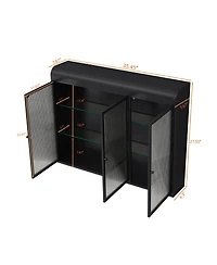 Casainc Arched 3-Door Wall Mounted Glass Cabinet for Kitchen, Living Room, Bathroom