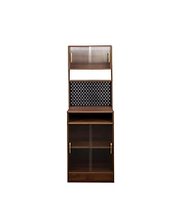 Casainc Kitchen Pantry Sideboard with Sliding Glass Doors and Countertop Storage Cabinet