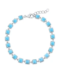 Caribbean Treasures Sterling Silver, Square Larimar Link Bracelet