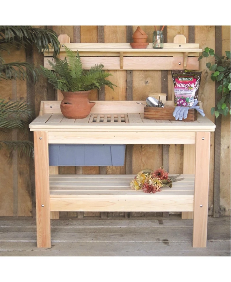 Slickblue Wooden Potting Bench Garden Table for Efficient Planting and Garden Organization