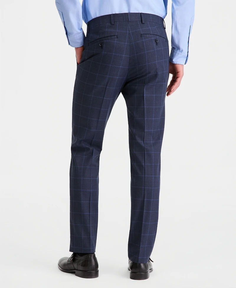 Kenneth Cole Reaction Men's Windowpane Slim-Fit Techni-Cole Suit Separate Pants