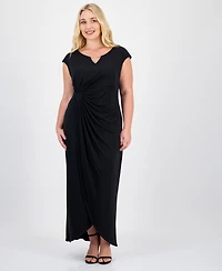 Connected Plus Short-Sleeve Jersey Maxi Dress