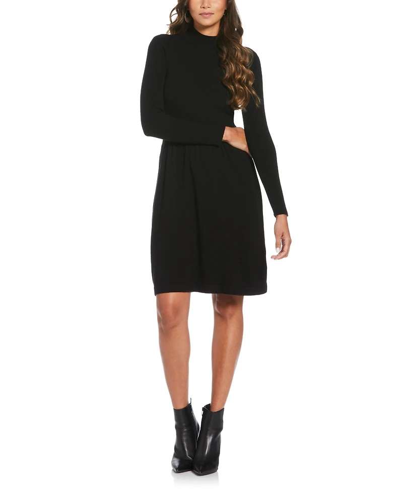 Ella Rafaella Women's Mock Neck Long Sleeve Sweater Dress