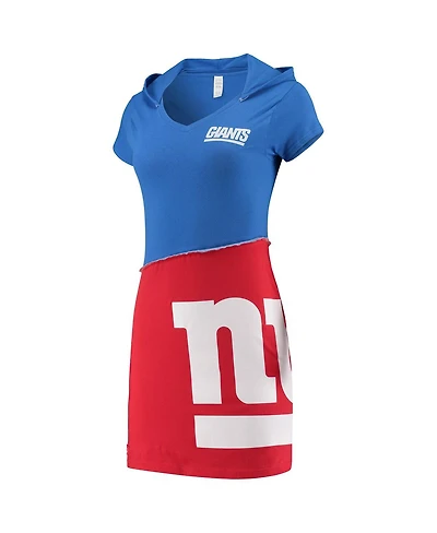 Refried Apparel Women's Royal/Red New York Giants Hooded Mini Dress