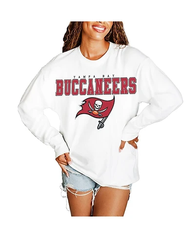Gameday Couture Women's White Tampa Bay Buccaneers Big Goals Oversized Long Sleeve T-Shirt