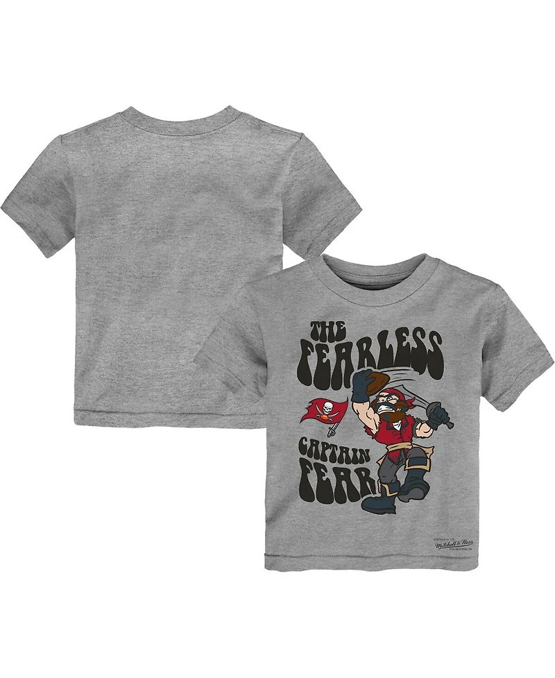 Mitchell Ness Toddler Heather Gray Tampa Bay Buccaneers Captain Fear Mascot T-Shirt