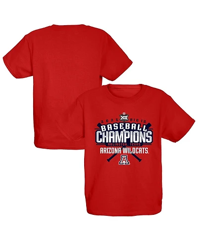 Blue 84 Big Boys and Girls Red Arizona Wildcats 2025 Big 12 Baseball Conference Tournament Champions Locker Room T-Shirt
