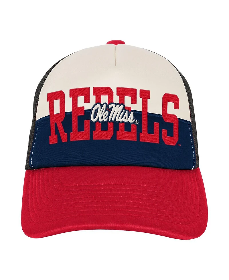 Outerstuff Big Boys and Girls Navy/Cream Ole Miss Rebels Modern Fan Trucker Adjustable Hat