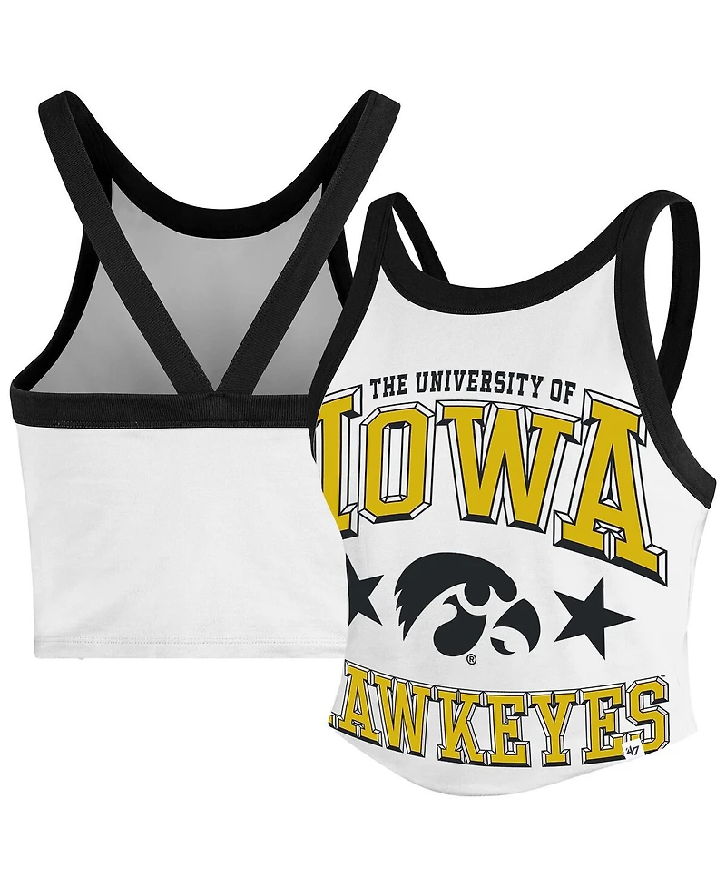 47 Brand Women's White Iowa Hawkeyes Energize Sporty Cropped Racerback Tank Top