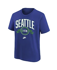 Nike Big Boys and Girls Royal Seattle Seahawks Rewind Front Back Essential T-Shirt
