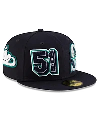 New Era Men's Ichiro Suzuki Navy Seattle Mariners 2025 Baseball Hall of Fame Patched 59FIFTY Fitted Hat