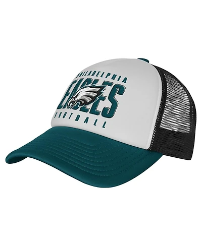 Outerstuff Big Boys and Girls White/Midnight Green Philadelphia Eagles Essentials Trucker Adjustable Hat