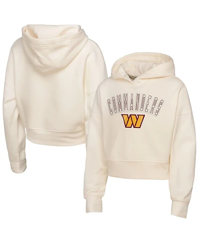 Outerstuff Big Girls Cream Washington Commanders Oversized Cropped Blitz Hoodie