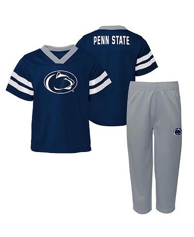 Outerstuff Toddler 2-Piece Navy/Gray Penn State Nittany Lions Red Zone V-Neck Top and Pants Set