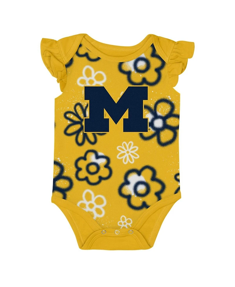 Outerstuff Baby Boys and Girls Navy/Maize Michigan Wolverines Little Sunshine 2-Piece Bodysuit Set