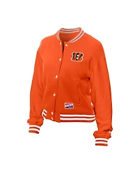 New Era Women's Orange Cincinnati Bengals Throwback Fleece Full-Snap Jacket