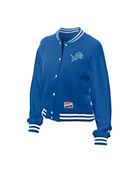 New Era Women's Blue Detroit Lions Throwback Fleece Full-Snap Jacket