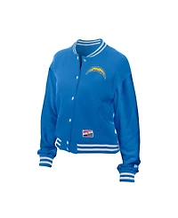 New Era Women's Blue Los Angeles Chargers Throwback Fleece Full-Snap Jacket