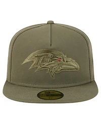 New Era Men's Olive Baltimore Ravens Color Pack A-Frame 59FIFTY Fitted Hat