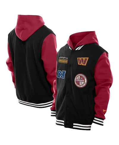 New Era Men's Black Washington Commanders Full-Snap Fleece Hoodie Jacket