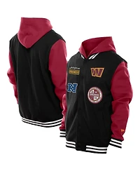 New Era Men's Black Washington Commanders Full-Snap Fleece Hoodie Jacket