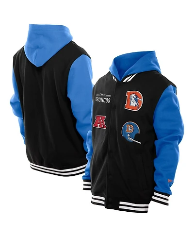 New Era Men's Black Denver Broncos Full-Snap Fleece Hoodie Jacket