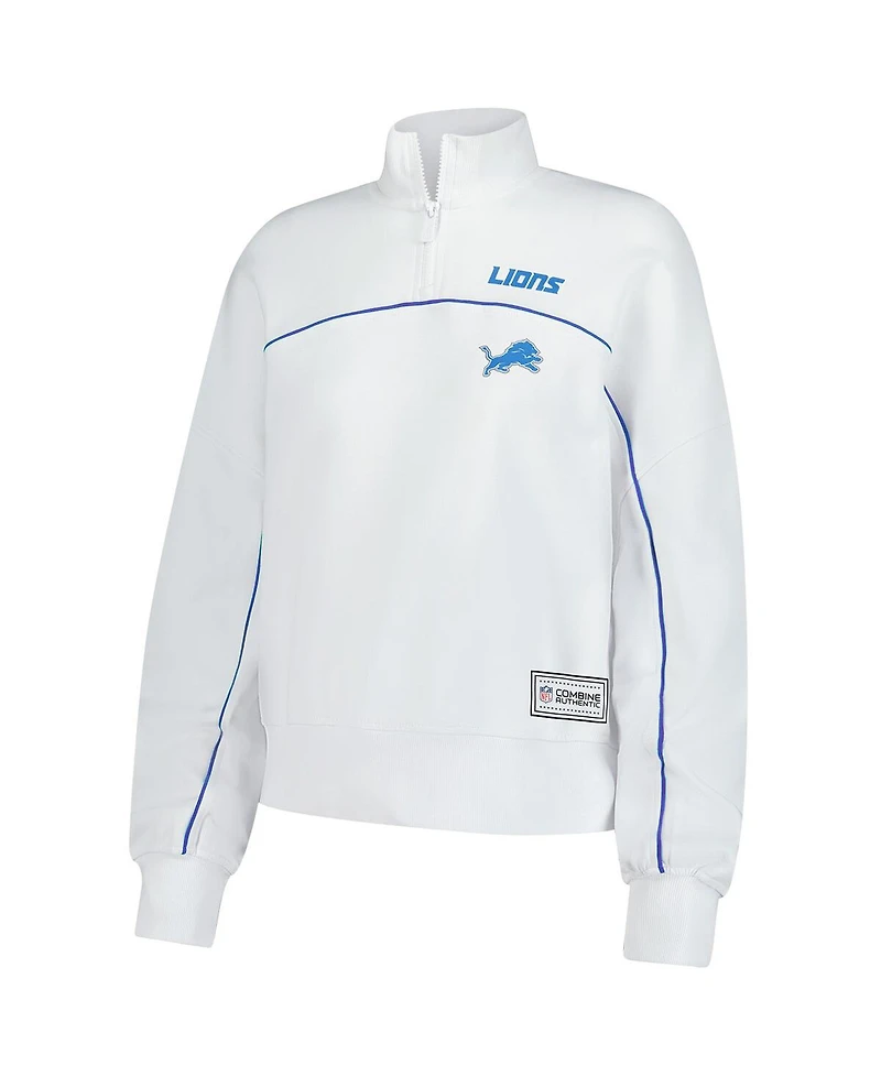 New Era Women's White Detroit Lions Functional Fandom Quarter-Zip Sweatshirt