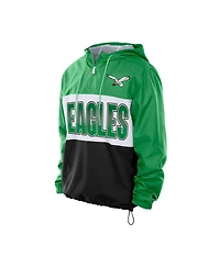 New Era Men's Green Philadelphia Eagles Ripstop Quarter-Zip Hooded Windbreaker