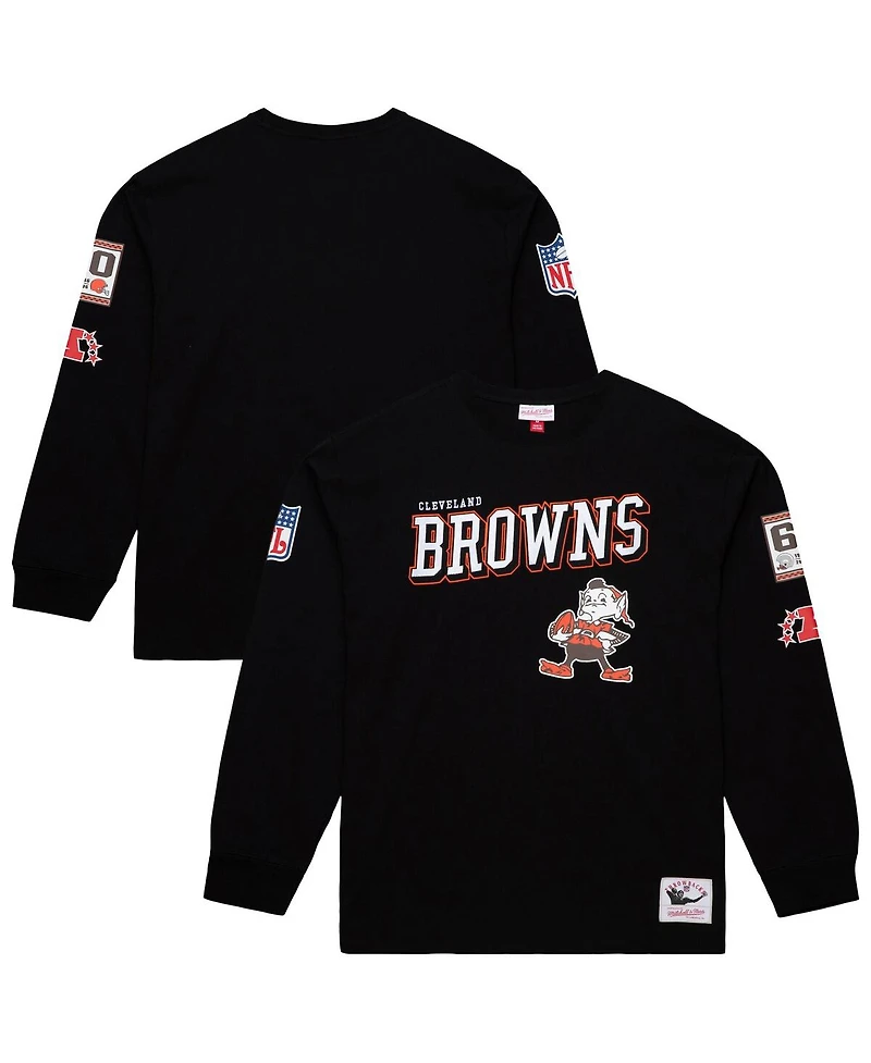 Mitchell & Ness Men's Black Cleveland Browns Training Camp Vintage Logos Long Sleeve T-Shirt