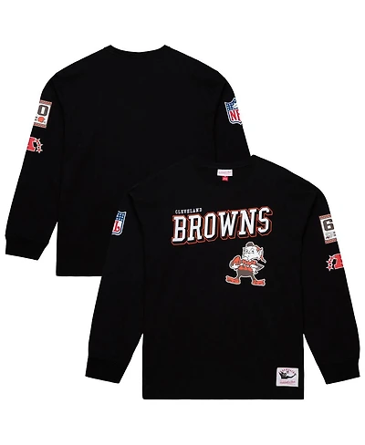Mitchell & Ness Men's Black Cleveland Browns Training Camp Vintage Logos Long Sleeve T-Shirt