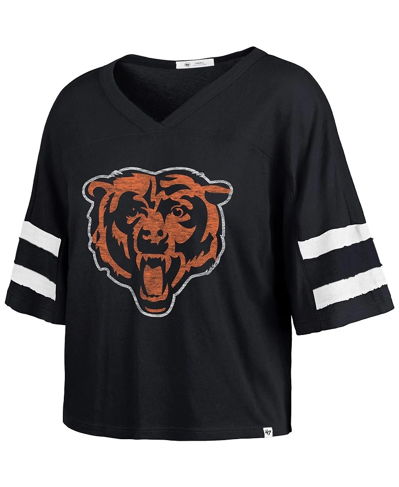 '47 Brand Women's Navy Chicago Bears Premier Scout Cropped V-Neck T-Shirt