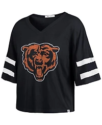 '47 Brand Women's Navy Chicago Bears Premier Scout Cropped V-Neck T-Shirt