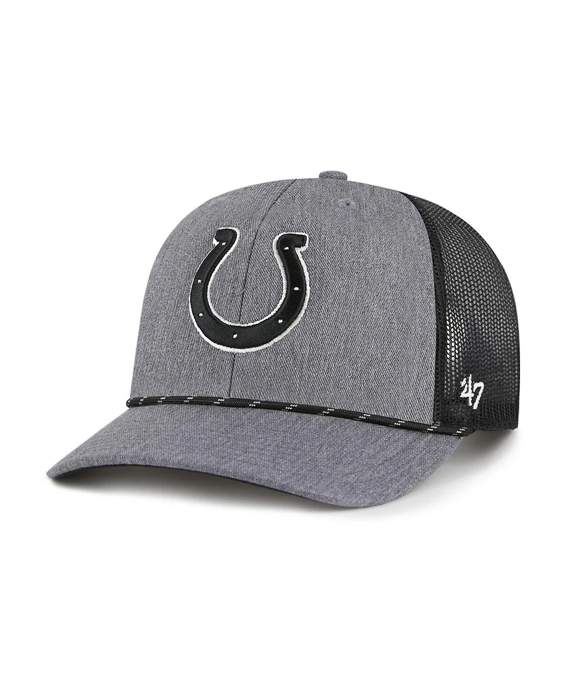 '47 Brand Men's Heather Charcoal Indianapolis Colts Carbon Rope Trucker Adjustable Hat