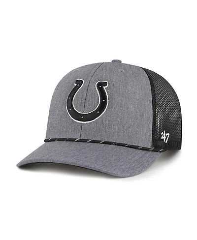 '47 Brand Men's Heather Charcoal Indianapolis Colts Carbon Rope Trucker Adjustable Hat
