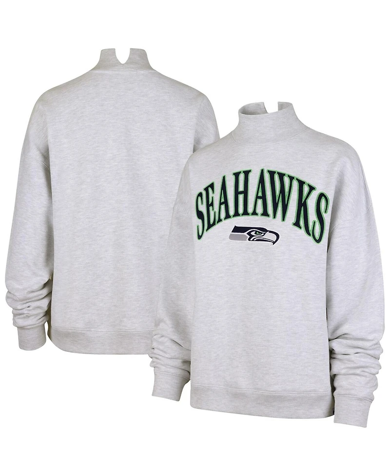 '47 Brand Women's Heather Gray Seattle Seahawks Vantage Mock Neck Pullover Sweatshirt