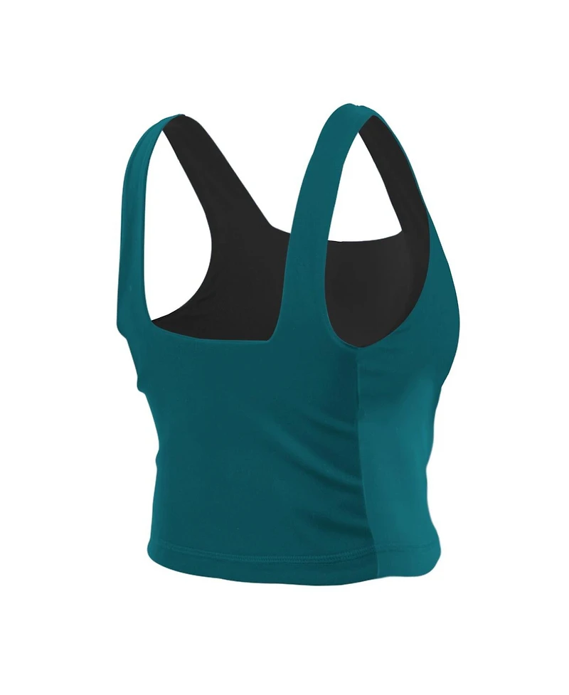 New Era Women's Midnight Green/Black Philadelphia Eagles Reversible Cropped Sport Classics Tank Top