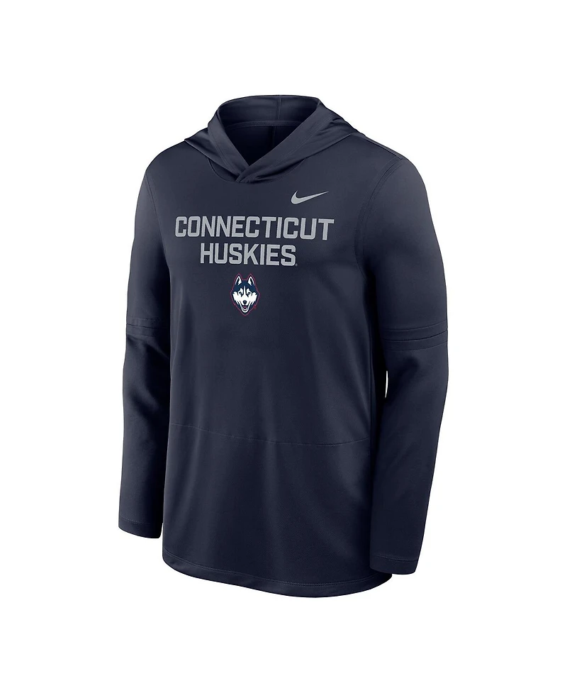 Nike Men's Navy UConn Huskies 2025 Sideline Dri-fit Long Sleeve Hoodie T-Shirt