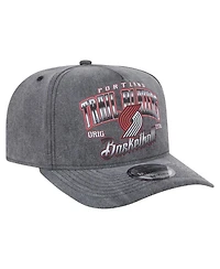 New Era Men's Charcoal Portland Trail Blazers Throwback Washed Pre-Curved 9FIFTY Snapback Hat