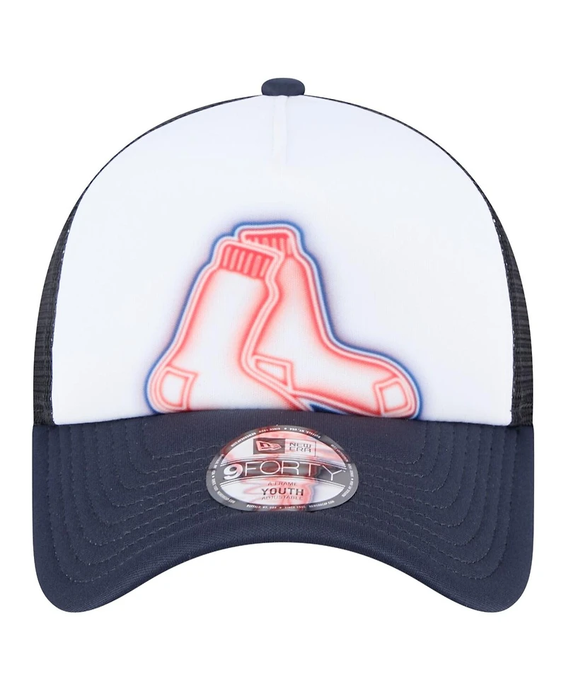 New Era Toddler White/Navy Boston Red Sox Painted A-Frame 9FORTY Trucker Adjustable Hat