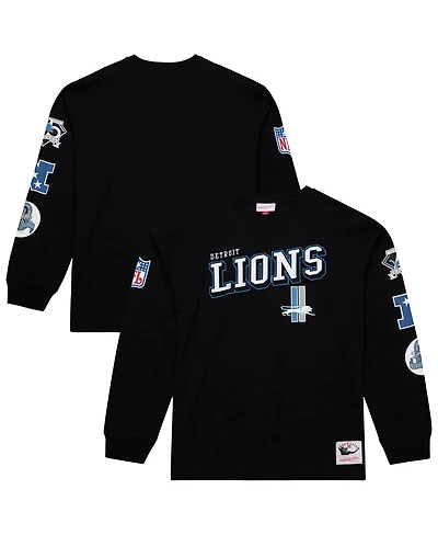 Mitchell & Ness Men's Black Detroit Lions Training Camp Vintage Logos Long Sleeve T-Shirt