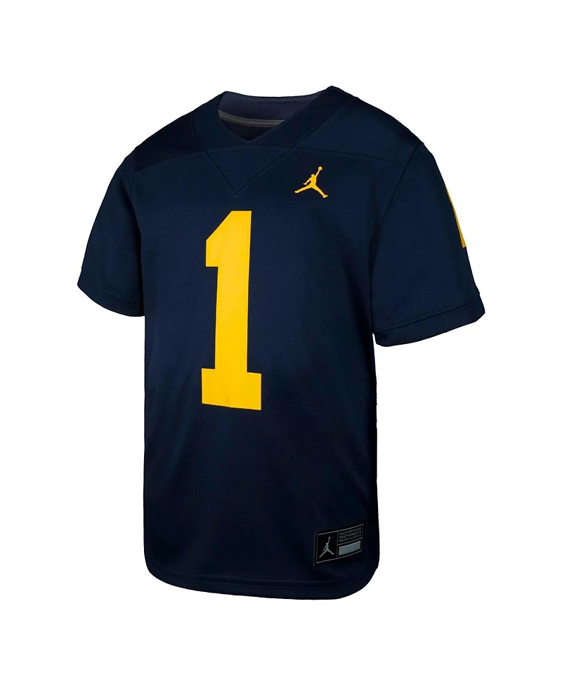 Jordan Big Boys and Girls 1 Navy Michigan Wolverines Untouchable Replica Game Jersey