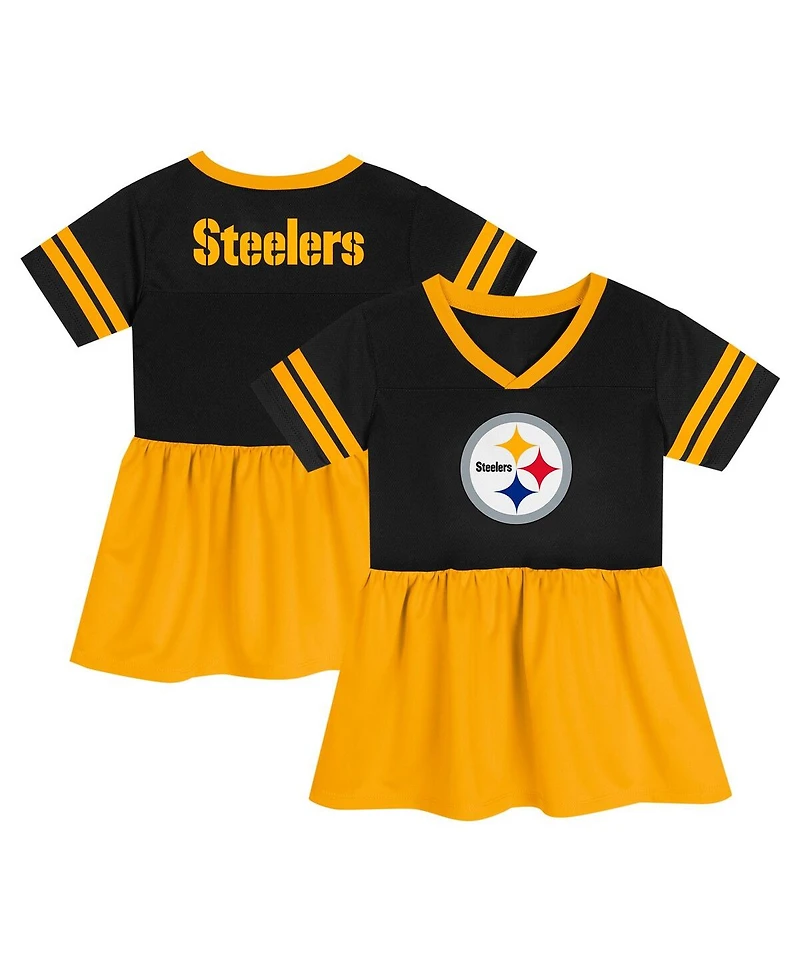 Outerstuff Girls Toddler Black Pittsburgh Steelers Stadium Lights Fashion Jersey Dress