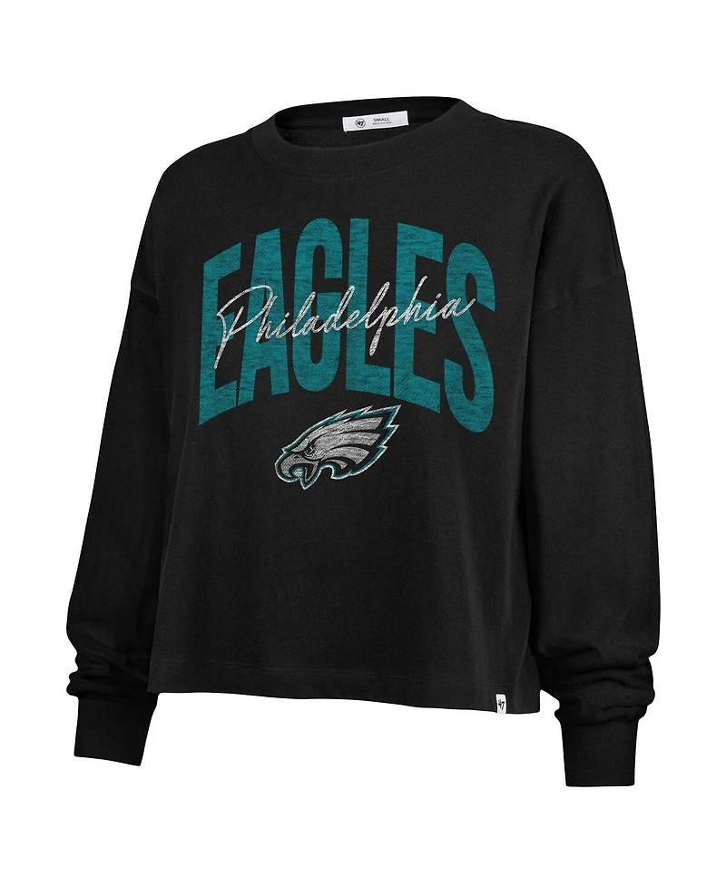 '47 Brand Women's Black Philadelphia Eagles Plus Muse Sydney Long Sleeve T-Shirt