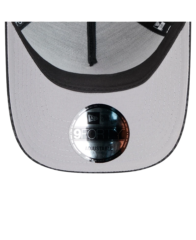 New Era Men's Black New York Jets Throwback Midnight Ink Tonal Text A-Frame Trucker 9FORTY Adjustable Hat