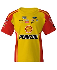 Team Penske Big Boys and Girls Yellow Joey Logano Shell/Pennzoil Uniform T-Shirt