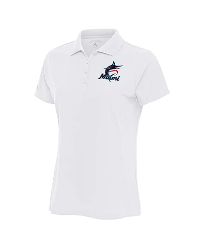 Antigua Women's White Miami Marlins Logo Legacy Pique Polo Shirt