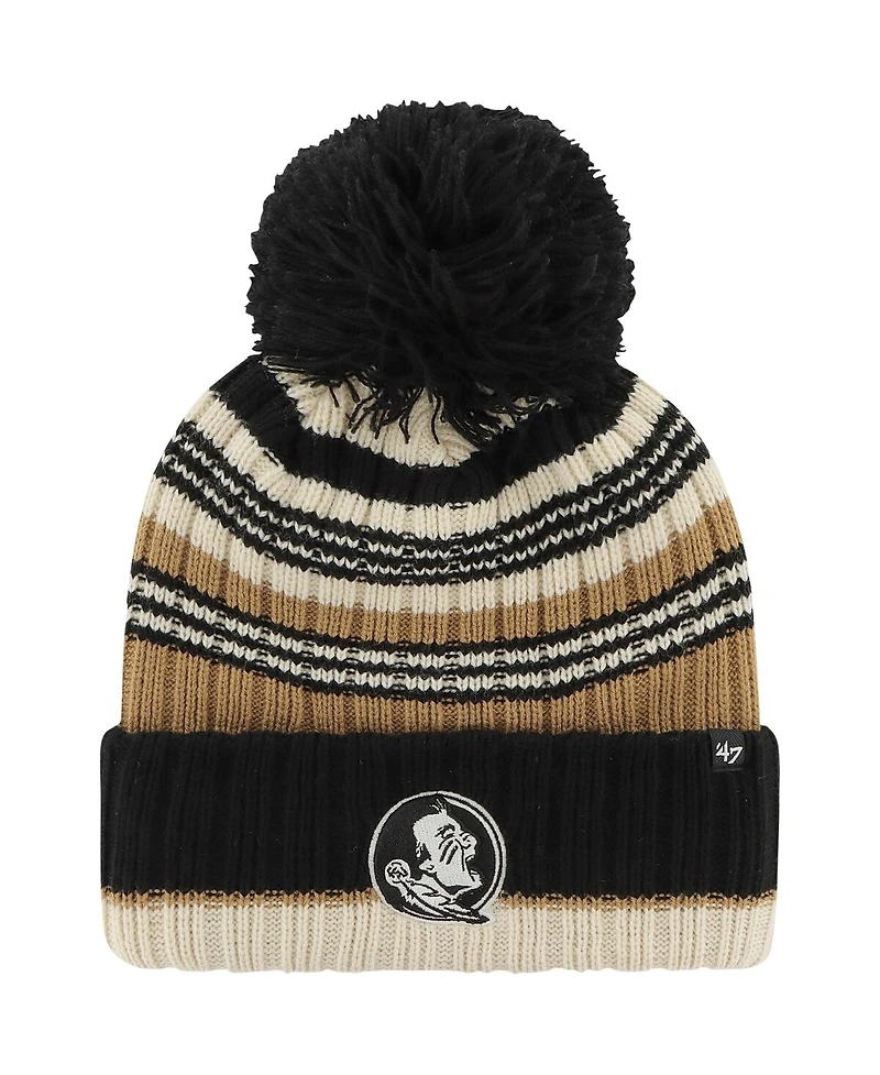 '47 Brand Women's Khaki Florida State Seminoles Barista Cuffed with Pom Knit Hat
