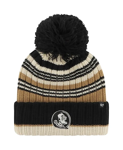 '47 Brand Women's Khaki Florida State Seminoles Barista Cuffed with Pom Knit Hat