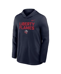 Nike Men's Navy Liberty Flames Sideline Dri-fit Lightweight Sweatshirt