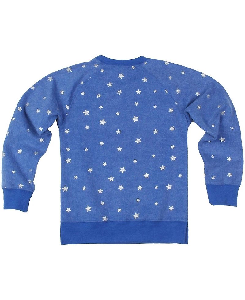 Wes & Willy Big Girls Royal Buffalo Bills Shimmer Star Reverse Fleece Pullover Sweatshirt